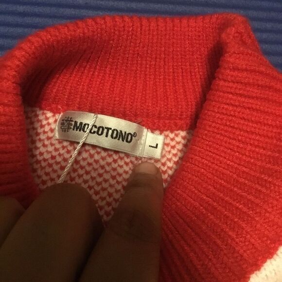 Mocotono Christmas Holiday Reindeer Geometric Crewneck Thick Sweater L - Picture 10 of 11